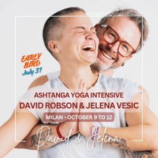 🇮🇹 Super felici di annunciare che @davidrobsonyoga e @vesic_jelena ritorneranno ad Ashtanga Yoga Italia con un intensivo dedicato all'Ashtanga Yoga dal 9 al 12 ottobre. 
Quattro giorni di pratiche Mysore, meditazione, pranayama, workshop tecnici e tanto divertimento! 🤗 
Tutte le info sono già disponibili sul nostro sito (link in bio).
L'intensivo è aperto a tutti i livelli di pratica.
POSTI LIMITATI! Prenota il tuo al più presto 😉
EARLY BIRD per chi si iscrive entro il 31 luglio.

🇬🇧 Ashtanga Yoga Italia is super happy to welcome back David Robson and Jelena Vesic, two of the most recognized Ashtanga Yoga teachers in the world.
From October 9 to 12, a 4 days Ashtanga Yoga Intensive that includes Mysore style classes, pranayama, meditation, workshops, fun… and much more!
All info are already available on our website (link in bio).
The intensive is suitable to all levels of practice.
LIMITED SPOTS. Book yours at the earliest 😉
EARLY BIRD by July 31.

❤

Ashtanga 
Yoga 
Italia 
Intensivo
Milano

#AshtangaYogaItalia #yogaforeveryone #davidandjelenayoga #ashtangaintensive