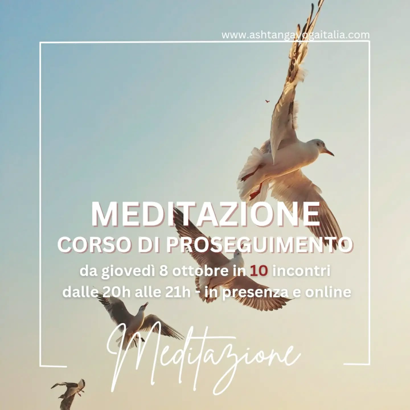 Gli aggiornamenti per quanto riguarda la MEDITAZIONE non sono ancora finiti! 😍

Da giovedì 8 ottobre @fabio_petruzzi propone il CORSO DI PROSEGUIMENTO questa volta in una veste nuova: ➡️ il corso si svolgerà su 10 settimane, ogni giovedì sera dalle 20h alle 21h circa. 

A chi si rivolge?
💫 a te che hai già fatto un corso base di meditazione con Fabio;
💫 a te che hai partecipato ad una AYI Assisting Academy;
💫 a te che hai fatto un ritiro in passato con noi di Ashtanga Yoga Italia.

Qual è l'obiettivo?
Il corso di proseguimento si pone come obiettivo quello di consolidare la tua pratica di meditazione, aiutarti a instaurare una tua routine personale se lo desideri, darti un appuntamento settimanale a sostegno della tua self-practice se già ne hai una, esplorare / consolidare nuove tecniche di consapevolezza, aiutarti a stare più a lungo con le tecniche già esplorate nei corsi base. 

Queste le date precise:

🔸️giovedì 8 ottobre
🔸️giovedì 15 ottobre
🔸️giovedì 22 ottobre
🔸️giovedì 29 ottobre
🔸️giovedì 5 novembre
🔸️giovedì 12 novembre
🔸️giovedì 19 novembre
🔸️giovedì 26 novembre
🔸️ giovedì 3 dicembre
🔸️ giovedì 10 dicembre

✦ CONTRIBUTO RICHIESTO:
EARLY BIRD a € 190 (con uno sconto già applicato di €30 rispetto al contributo pieno di € 220), per chi si iscrive entro sabato 3 ottobre

📧 Per info e iscrizioni, contatta direttamente Fabio alla mail fabioyogadao@gmail.com 

Ti aspettiamo! ❤

Ashtanga 
Yoga
Italia
Milano
Meditazione

#AshtangaYogaItalia #yogaforeveryone #meditazione #consapevolezza